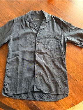 École de pensée - Dark Navy Camp Collar Button Shirt 48 men summer 2019